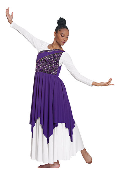 Eurotard 85567C Girls Divine Royalty Asymmetrical Praise Tunic Purple/Purple